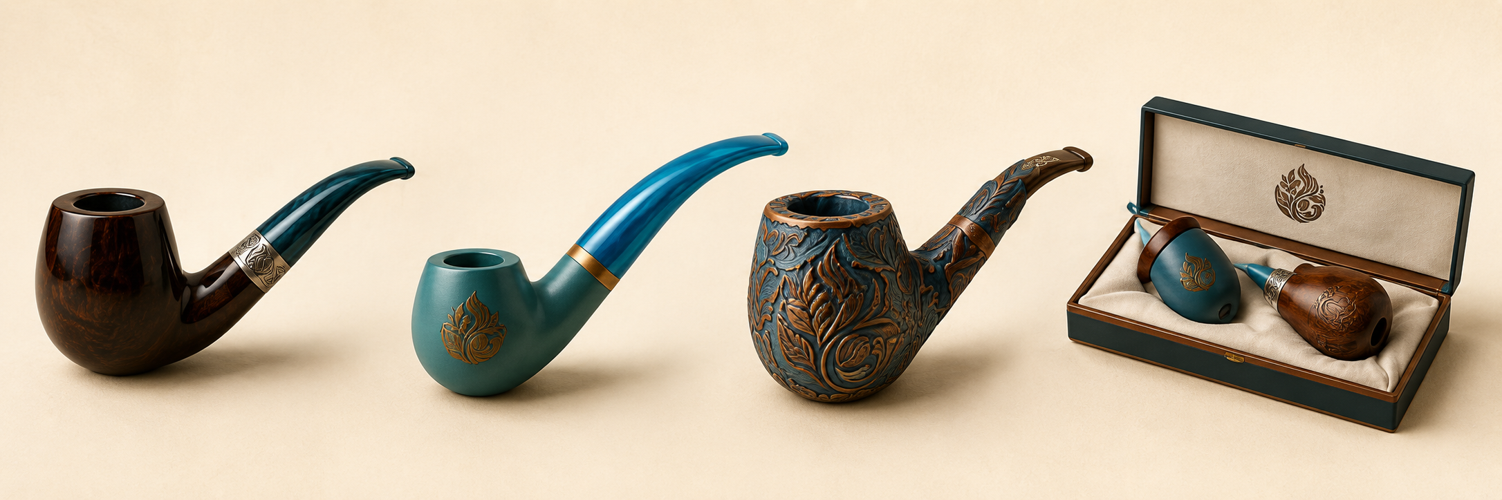 Grupo de cachimbos Pearce Coffee com acabamento artesanal